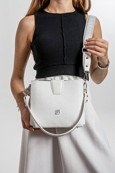 ÇANTAM GELSİN Justpolo Women's White New Season Shoulder and Crossbody Bag