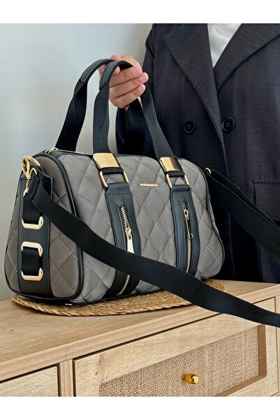 Just Polo Justpolo Women's Gray Cylinder Model Hand and Shoulder Bag Tm4085cy...