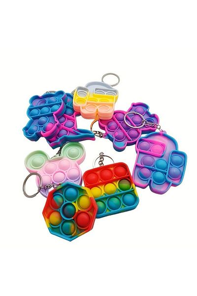 Hyd 3Pcs Educational Toy Popit Keychain Fidget Keyring Set Transcript Gift Birthday Party Product