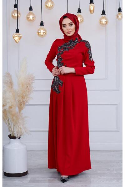 DEMET İPEK Evening Dress 20Yd-5403 Red
