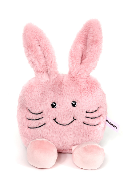 Toyaso Çocuk Sevimli Emoji Peluş Tavşan Yastık Uyku Arkadaşı Pembe 35 cm