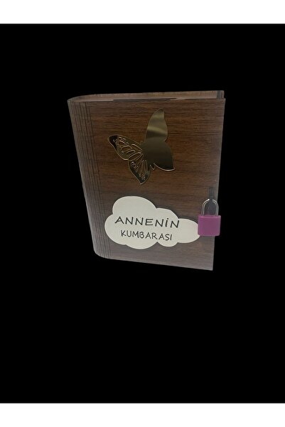 sly Anneye özel Ahşap Kitap Şeklinde Katlanır Kilitli Kumbara Hediyelik