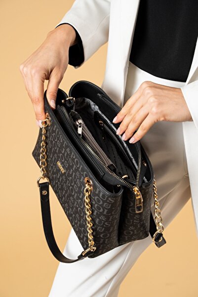 ÇANTAM GELSİN Women's Black Chain Adjustable Long Strap Shoulder Bag