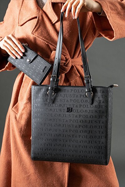 Just Polo JP Women's Black Embossed Printed Large Men's Shoulder Bag and Wall...