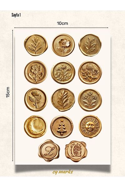 alışveriş kurdu Wax Seal Sticker Set 56 Pieces - Planner Agenda Tablet Phone Laptop Sticker