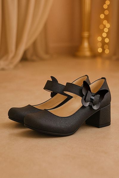 hapshoe Pantofi cu toc pentru fete Winx Black Sparkling Butterfly