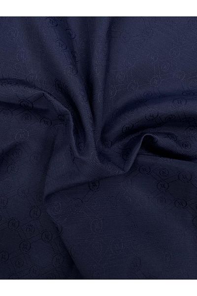 Vakko Şal din bumbac, mătase, monogramă 40752-albastru bleumarin închis