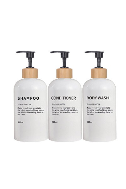 Choice عبوة من 3 قطع بيضاء من موزع الصابون والشامبو والبلسم وغسول الجسم وزجاجات الاستحمام القابلة لإعادة التعبئة