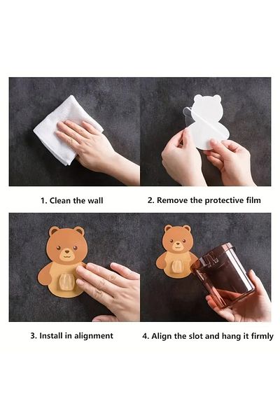 FBZhome 2 Bear Figured Toothbrush Holder Organizer and Hanger Teddy Bear Toothbrush Holder