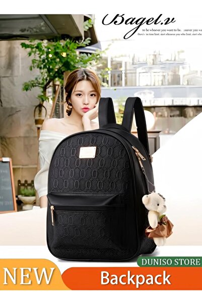 Generic Leather Wallets & Backpacks Black Casual Backpacks Preppy School Bags 2 Pack