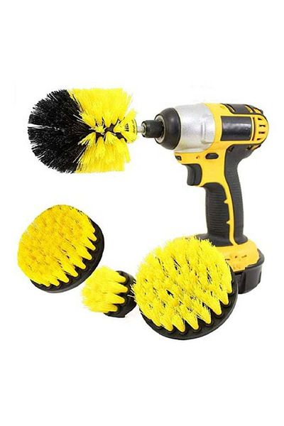 Generic 4-Piece Stiff Bristle Drill Brush Yellow/Black 20.2x16.6x12.6cm