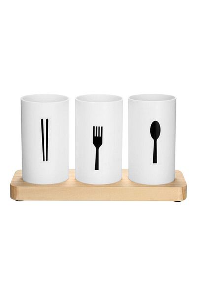 Generic Silverware Cutlery Holder For Chopsticks Spoons Forks White 24.3*9.3*13.5cm