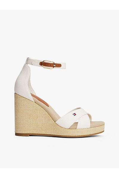 Tommy Hilfiger Women's Contrast Detailed Ankle Banded Straw Detailed Sole Ecru Sandals Fw0Fw08661-Ybl