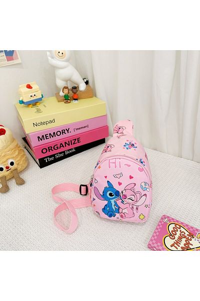 Miniso 3 Disney Stitch Chest Bag Cute Mini Outdoor Shoulder Bag Boys Girls Children Zipper Waist Bag Kawai.