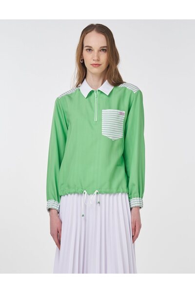 KYR Bluză cu guler polo verde deschis