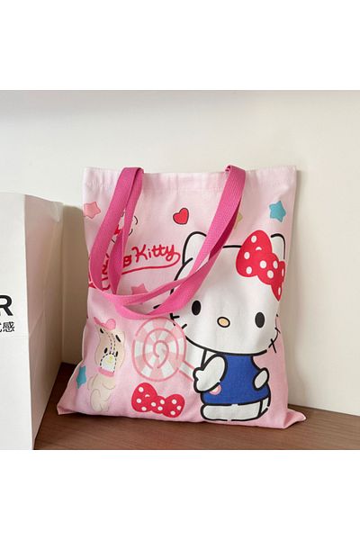 Choice 5 Kawaii Sanrio Canvas Bag Kuromi Hello kitty Cinnamoroll Women's Shoulder Bags Casual Large Capaci.