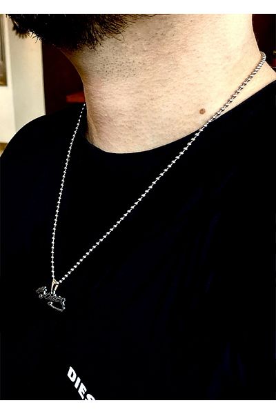 Tixy Pixy 316L Stainless Steel Ataturk Signed End Ball Chain Silver Men's Necklace