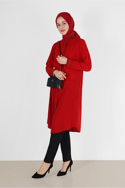 Alvina Stone Detailed Cuff and Collar Tunic 4913