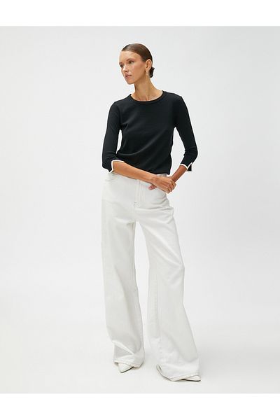 Koton Piping Detailed Knitwear Sweater Rayon Blended