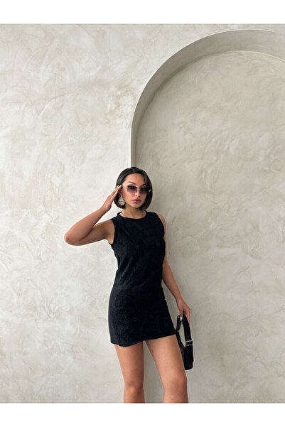 Castivo Fashion Fustă mini cu model floral brodat cu mărgele