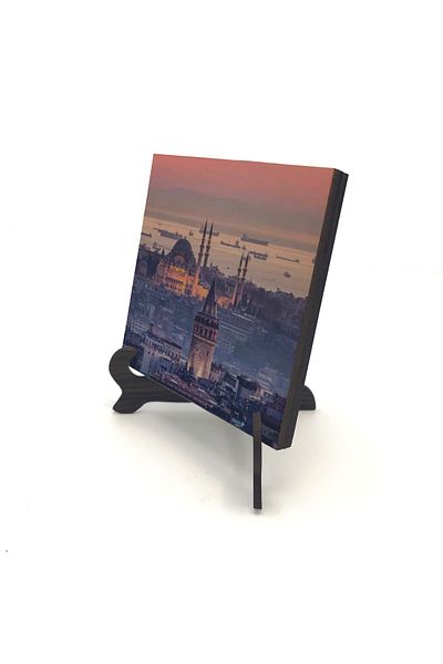 Sadrazam Galata Tower and Süleymaniye Mosque Printed Mdf Desktop (10 X 10 Krt-24)