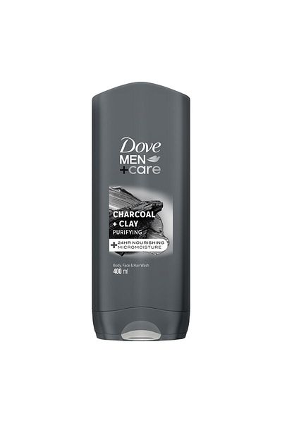 Dove Men+Care Purifying Cleanser Charcoal + Clay 3in1 For Clean Face Body and Hair with 24H Nourishi