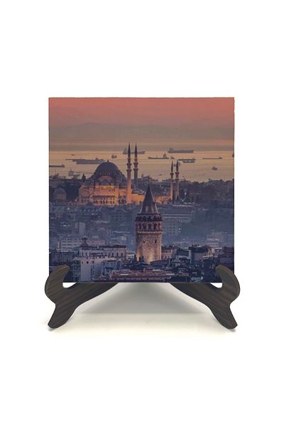 Sadrazam Galata Tower and Süleymaniye Mosque Printed Mdf Desktop (10 X 10 Krt-24)