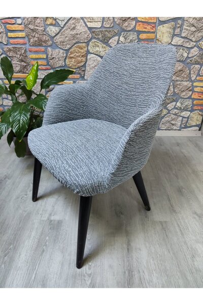 COVER TEKSTİL Yeni model büyük kollu sandalye kılıfı ağaç kabuğu