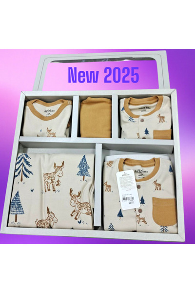 Aziz Bebe مضاد للحساسية 100% قطن منقوش على شكل غزال 10 قطع إصدار المستشفى