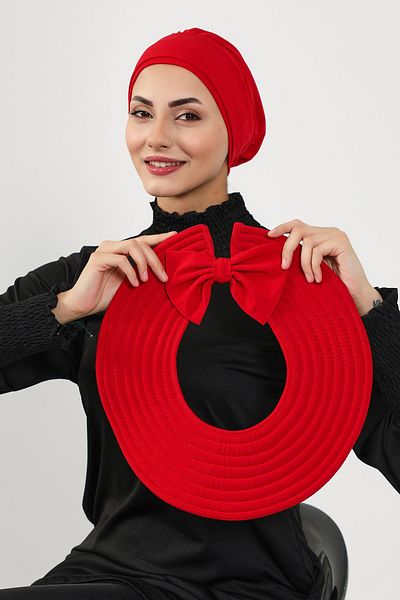 Aisha's Design Removable Hijab with Bow on the Back (Sea, Pool) Swimming Cap, S-10Sn