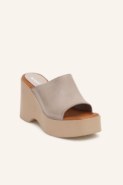 MARCATELLI Gray Sofia Leather Slippers