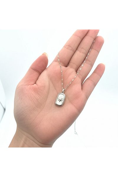 Esra Butik Hane 100% Steel North Star Necklace Enameled Steel Necklace Polar Star Necklace - Silver Color Chain