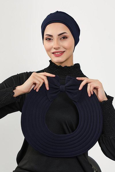 Aisha's Design Removable Hijab with Bow on the Back (Sea, Pool) Swimming Cap, S-10Sn