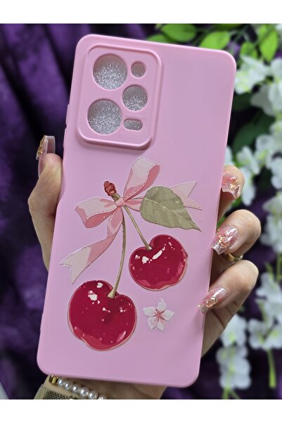 Magic Ring Redmi Note 12 PRO 5G Uyumlu Kiraz Desenli Pembe Silikon Telefon Kı...