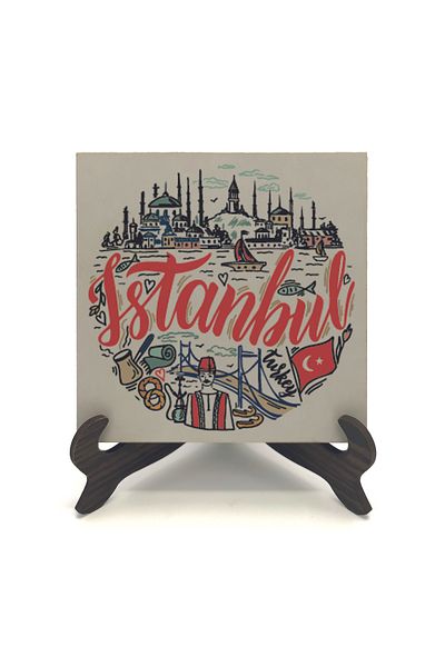 Sadrazam Istanbul Symbolic Places Printed Mdf Desktop (10 X 10 Krt-32)