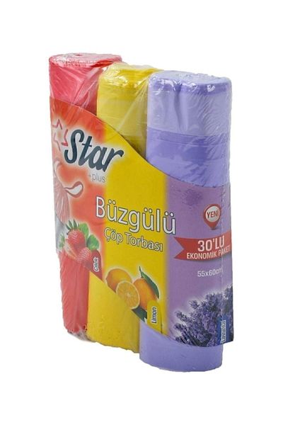 Star Plus Drawstring Large Garbage Bag 65X80 cm 3 Pack Eco Pack Lavender-Strawberry-Lemon Scented Garbage Bag
