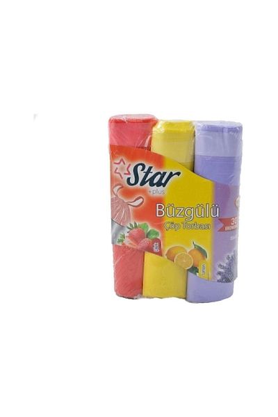 Star Plus Drawstring Large Garbage Bag 65X80 cm 3 Pack Eco Pack Lavender-Strawberry-Lemon Scented Garbage Bag