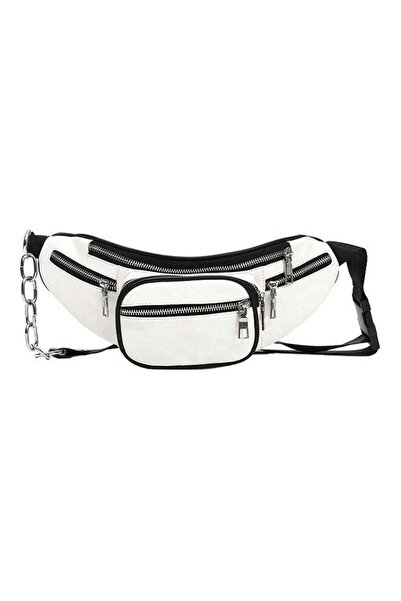 Generic Fashion Street Zippered Waist Bag White