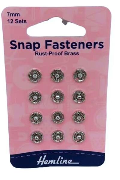Hemline 12-Set Press Stud Button or Snap Fasteners 7 Millimeter Silver Color