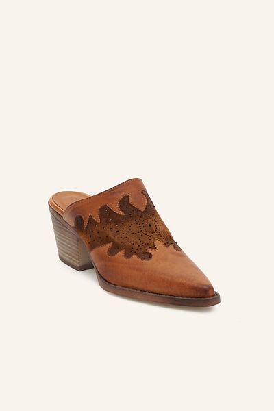 MARCATELLI Tan Western Leather Slippers