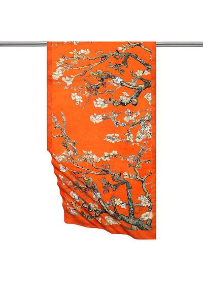 Bursa İpek Orange Almond Flower Silky Scarf