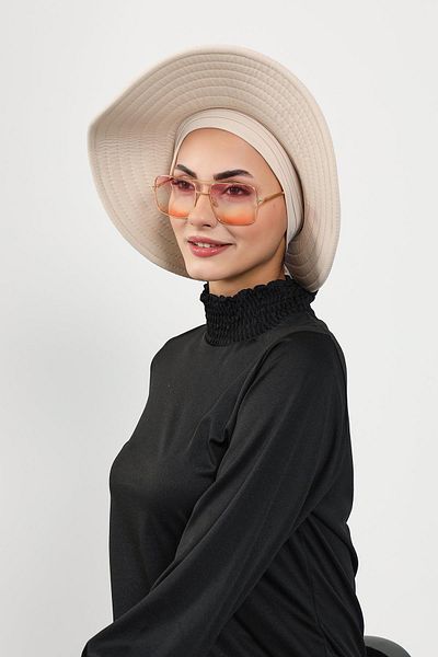 Aisha's Design قبعة حجاب قابلة للإزالة مع قبعة على شكل فيونكة في الخلف (البحر، حمام السباحة)، S-10SN