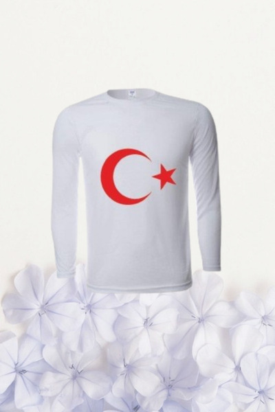 Nacar Kız Erkek Çocuk 23 Nisan Bayrak Baskılı Uzun Kol Tshirt Yetişkin Unisex...
