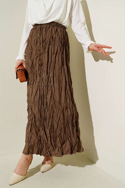İKLİM LİFE Wrinkled Model Skirt with Elastic Waist