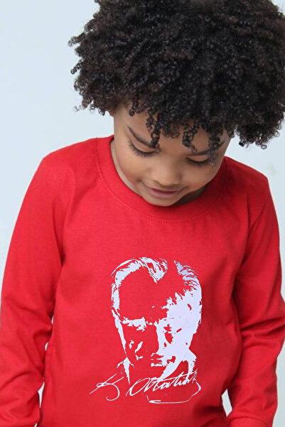 Nacar 29 Ekim 23 Nisan 19 Mayıs Atatürk Baskılı Uzun Kol Tshirt Gösteri Kutla...