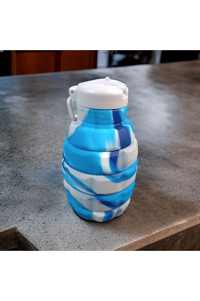 imsaconcept Folding Silicone Water Bottle for Athletes, Campers and Kids with Bombshell Design 500ml Bpa Free