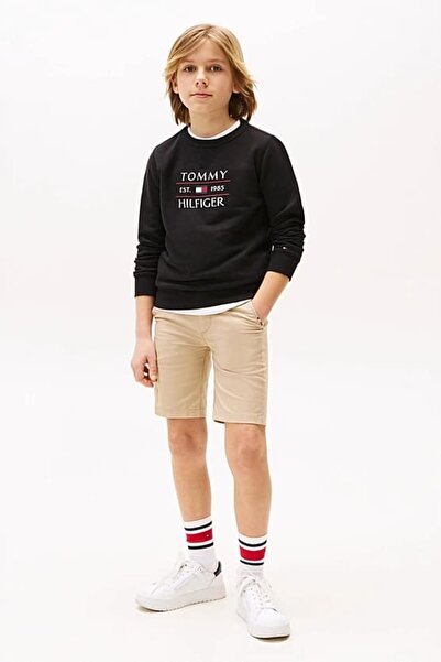 Tommy Hilfiger Erkek Çocuk Th Flag Sweatshirt - Siyah