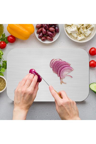Kyrotech Lifetime Stainless Steel Cutting Board Presentation Tray Inox 304 Antibacterial Mildew Proof Tray 24*15 cm