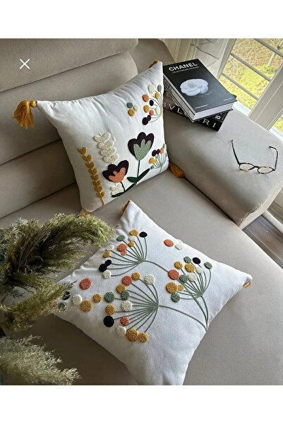 Ottoson 2 Adet Punch Nakışlı Kırlent Kılıfı