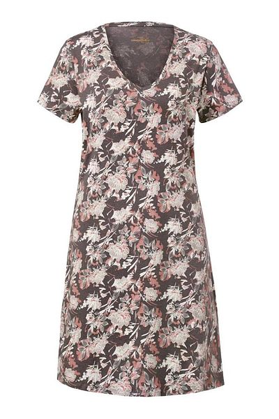 Tchibo Women Floral Print Night Gown, Taupe Combo